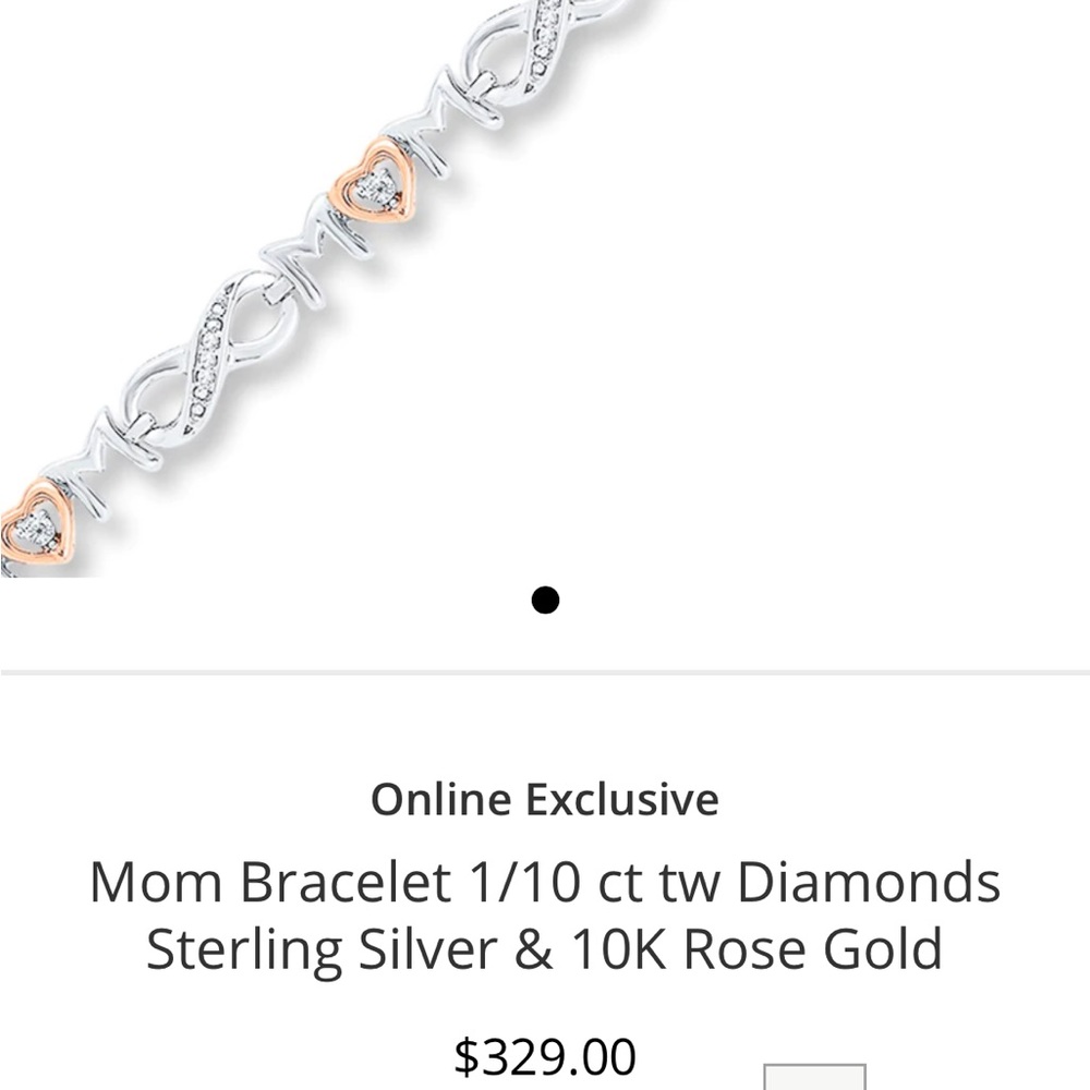 Kays jeweler Mom Bracelet 1/10 ct tw Diamonds Sterling Silver 10K Rose Gold $329